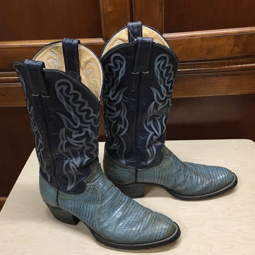 Vintage Blue Justin Exotic Skin Boots